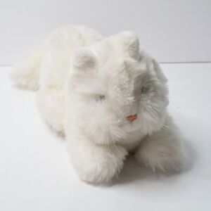 Vintage 1987 Chosun White Cat Plush Stuffed Animal Fluffy Long Hair Realistic